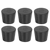 uxcell 6 Pcs Solid Rubber Stopper, Tapered Lab Seal Tube Stopper Plug for Test Tube Flasks Glass Containers Industry and Laboratories, 31x26x25mm Black