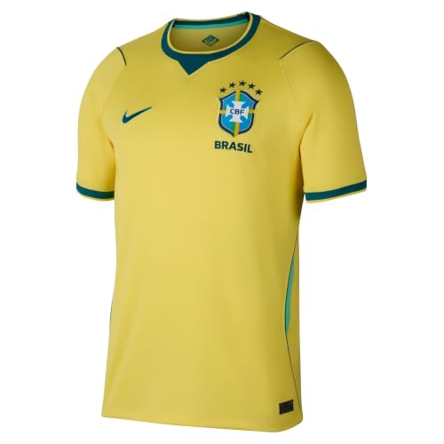 Nike Mens Brazil 2026 Stadium Home Dri-FIT Soccer Jersey IF7054-724 (Medium Canary/Light Menta/Teal)