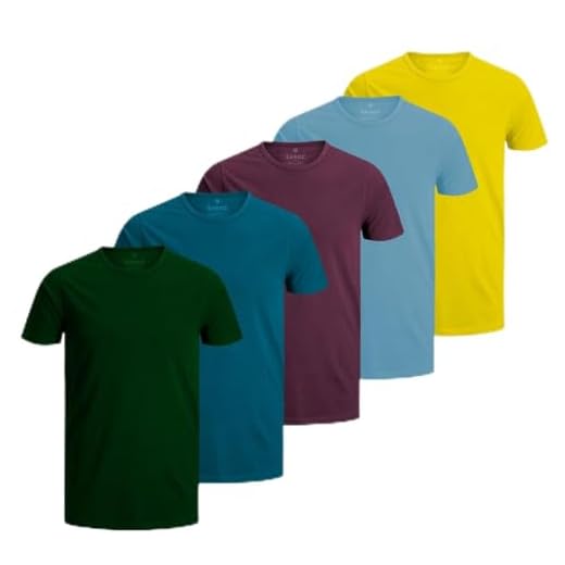 Kit 5 Camisetas Masculinas Slim Gola Algodão Premium Coloridas by ZAROC (M, VERDE/AZUL CELESTE/AMARELO/TURQUEZA/VERMELHO)