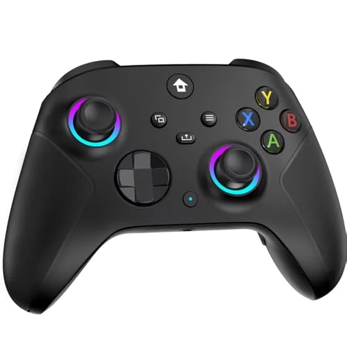 Image of YUYIU 2.4GHz Controller with 7 Colors RGB Light for Xbox Controller, Xbox One Series X|S,Consoles,Steam PC Windows, with 1000mAh Battery /Dual Vib-ration /Turbo /Programmable, 3.5mm Audio Jack (BLACK)
