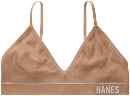 Hanes Women's Originals Seamless Triangle Rib Bralette, Soft Ribbed Bras, ComfortFlex Fit Bra Bra (Pack of 1)