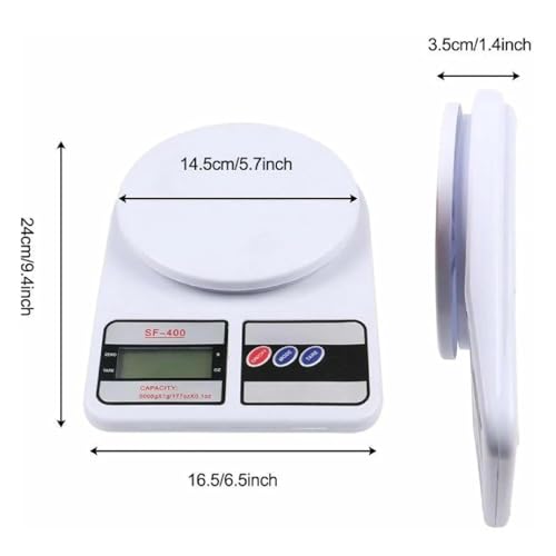 Image of eumqestoer SF-400 Digital Kitchen Weighing Scale | 10Kg x 1g Precision | Food Scale with LCD Display for Cooking, Baking, Meal Prep & Healthy Diet | Compact Weight Machine for Home Use (White)