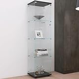 Material estable y seguro: la vitrina está hecha de vidrio templado de alta calidad y placas de partículas de madera estables. Las placas de cristal de 4 mm de grosor están protegidas por topes para garantizar la máxima seguridad y durabilidad. Vitrina coleccionable para uso diario