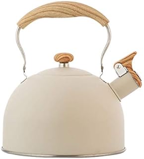 monshop Stove Top Kettle 2.5L Whistling Kettle, Stainless Steel Kettle Wood Grain Handle, Teapot With Wooden Anti-Scald Handle For Gas Stove, Ceramic Stove, Electric And Induction Hob