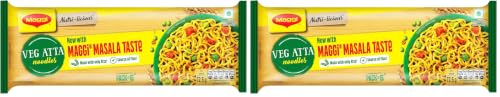 Image of MAGGI Veg Atta Noodles, now with MAGGI Masala Taste, Made with ONLY ATTA flour, Source of Fibre,435g (Pack of 2)