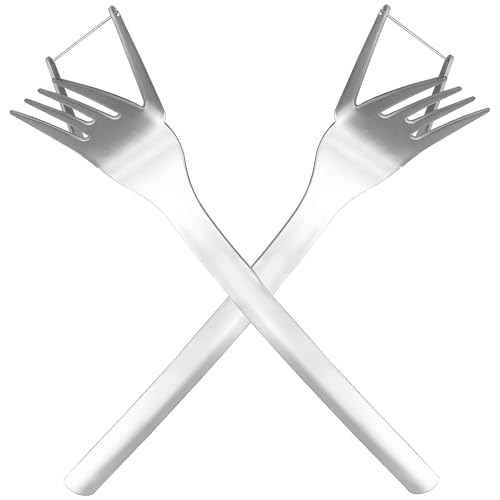 BIUDECO 2 pezzi Forchette Anguria in Acciaio Inossidabile Affetta Melone e Forchetta Multifunzionale per Frutta Utensile Compatto per Cucina e Campeggio