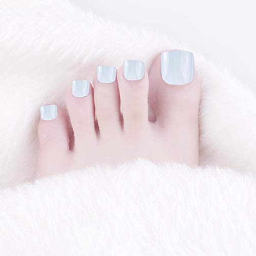 SIUSIO 96Pcs Colorful Fake Toe Nails Full Cover UV Top Coat Covered False Gel Nails Foot Art Tips Sets (Mint Green Pink Purple Series)