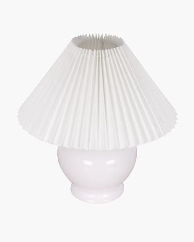Image of Homesake Ceramic Table Lamp for Bedroom Living Room,Incandescent,Modern Pleated Lampshade Bedside Light,Nightstand for Home Office,Minimalist Nordic Style Accent Lighting Decor,White Pleated Shade