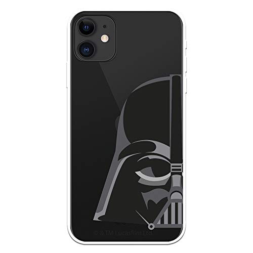 Funda para iPhone 12 Mini Oficial de Star Wars Darth Vader Silueta Transparente para Proteger tu móvil. Carcasa para Apple de Silicona Flexible con Licencia Oficial de Star Wars.
