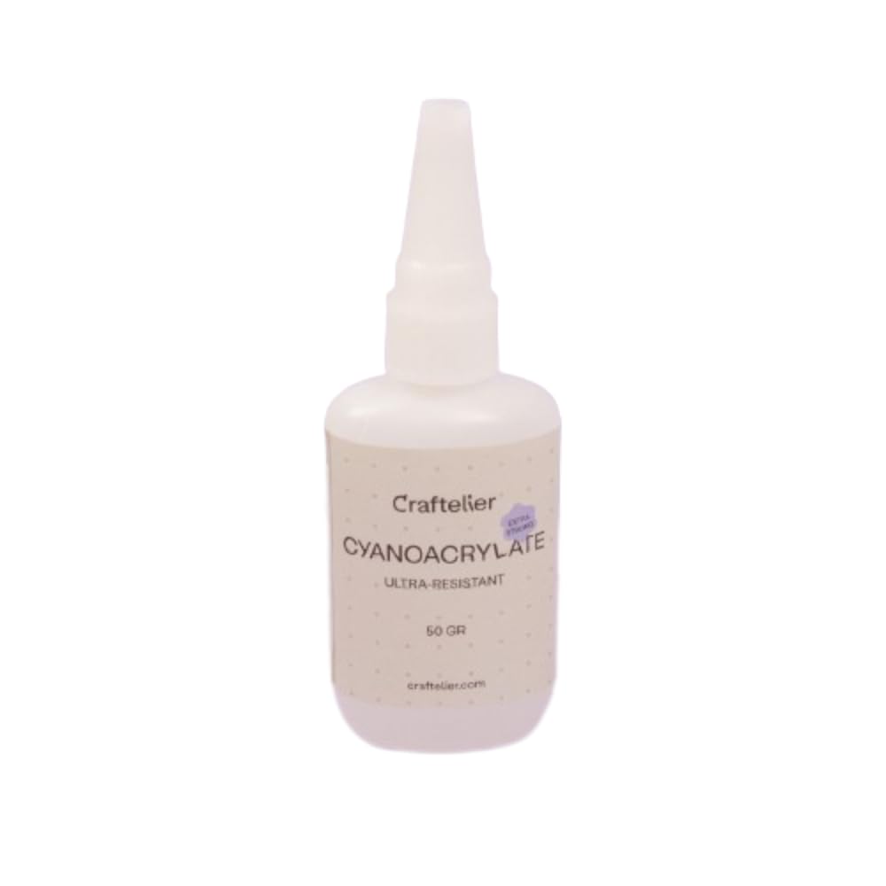 Craftelier - Cyanoacrylate Multi-Material Adhesive with Precision Nozzle for Easy and Comfortable Application | Transparent, Fast and Resistant Drying | Difficult Surfaces | Quantity 50 gr.