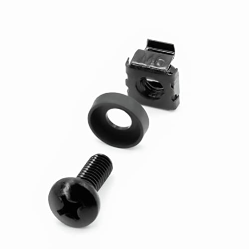BIGtec 50 x Käfigmutter Montageschrauben Käfigmutternset M6 Montagesatz schwarz für 10\ und 19\ Schränke Netzwerk Schrauben Rack Käfigmuttern