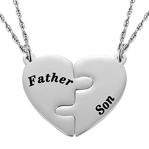 Heart Matching Necklace Set for Father and Adult Son, Sentimental Dad Keepsake Jewelry for Birthday Father’s Day Christmas