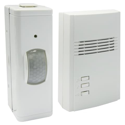 IQ America Wireless Plug-in PIR Commercial or Residential Driveway or Entrance Alert Chime Doorbell 150 ft Range 20 Foot Diameter Coverage IP44 Rated White, CE6880 Cover