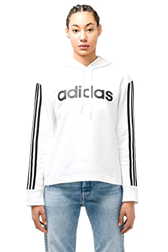 Sweat à capuche Femme adidas à 3 rayures en coton doux style sportswear noir