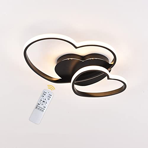 Lustre LED chambre enfant avec télécommande plafonnier 40W dimmable en acrylique noir forme cœur