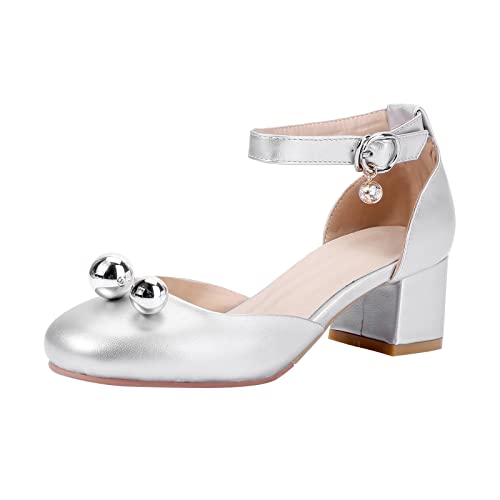 Little/big Kids Girls' Summer Closed Toe Low Heel Soft Rubber Sole Hook And Loop Princess Shoes Wedding Toddler Flops