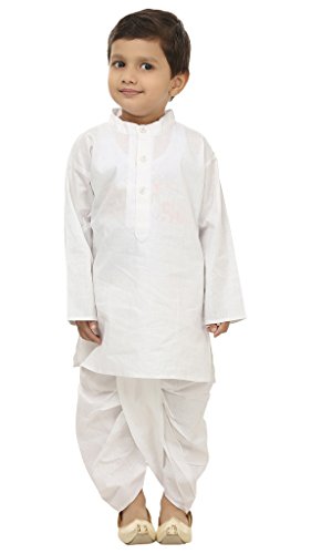 Royal FOCIL Big Boys' White Solid Kurta & Dhoti Pant Set
