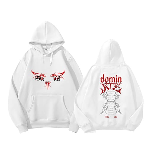 GUOBAOROUA Sudadera con Capucha del álbum Dominate 2025 World Tour, Sudadera gráfica de algodón(D White,5XL)