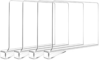 Hiziwimi 4Pack Clear Acrylic Shelf Dividers, Multi-Functional Shelf Separator, Adjustable Clothing Organizer, Transparent Organizer for Storage, Wood Closet, Bedroom, Kitchen and Office Shelves (4)