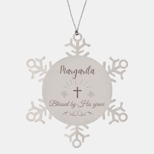 Margarita Blessed by His Grace Ornament, Baptism Margarita Bible Verse Keepsake, Personalized Name Gifts for Margarita, Bible Verse Snowflake Ornament for Margarita Xmas Decoratio