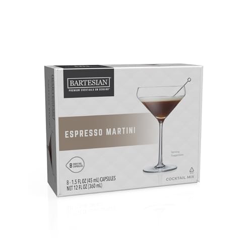 Bartesian Espresso Martini Cocktail Mixer Capsules for Cocktail Machine – Home Bar Mixology Cocktails Mix Pod Capsule Set To Use With the Cocktail Drink Maker Machine – Pack of 8