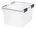 IRIS USA 32 Quart WEATHERPRO Plastic Storage Box with Durable Lid and Seal and Secure Latching Buckles, Clear with Black Buckles, 6 Pack