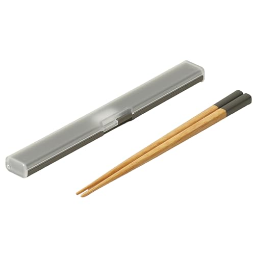 ansio 音がなりにくい 抗菌 箸 18cm スリム 箸箱 セット 天然木 グレー 食洗機 対応 日本製 HS-18