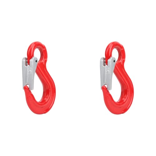 Gancio di Sollevamento Lasthaken, 2 Pezzi, 2 Tonnellate, con Occhiello Fisso Rotondo, Gancio per Imbracatura, con Chiusura, Gancio per Gru in Acciaio Legato, per il Sollevamento
