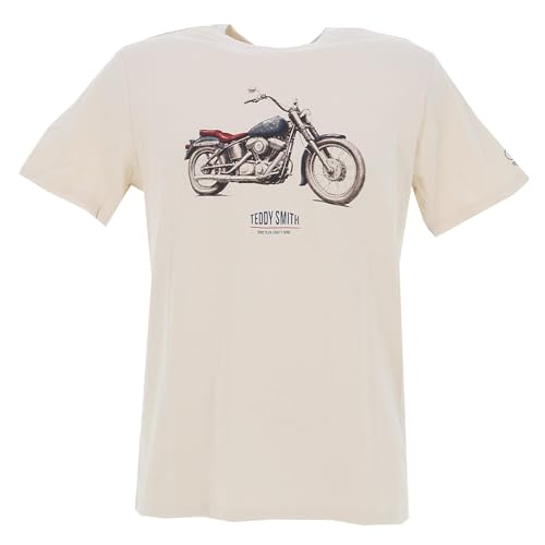 Teddy Smith Homme T-carso MC T-Shirt, Crème, M EU