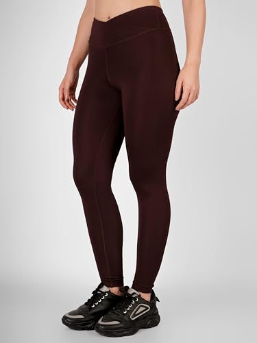 Image of Imperative Regular High Waist Stretchable Gym Tights Leggings with Crossover Belt for Women & Girls | Gym Wear /Active Wear Tights Yoga Pants.