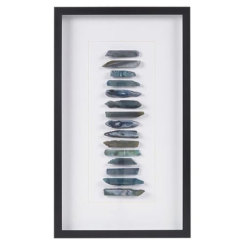 Pemberly Row Stones Real Natural Agate Framed Shadowbox in Blue