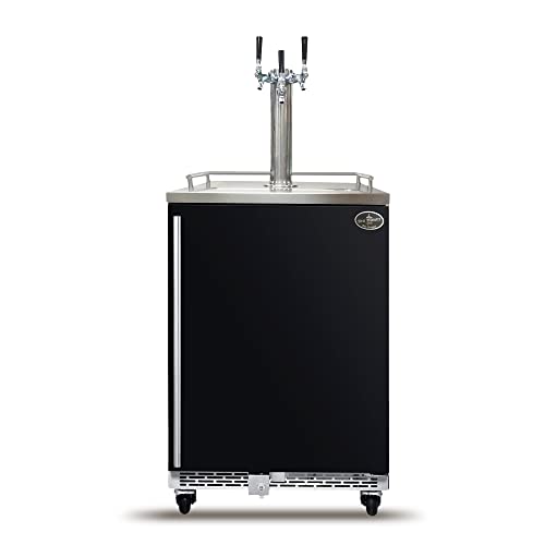 Beer Meister - Beer Kegerator Premium Series, Draft Beer Dispenser For Home Bar, Beer, Wine, & Bar Soda Dispenser System, Triple Tower w/Black Stainless Door, 24.88 x 23.88 x 39.25 inches