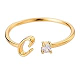 and Rings for Teen Girls Gold Personalized Rhinestone 26 Initial Ring Jewelry Personalized Initial (2-C, One Size)