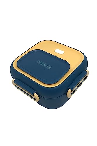 Bento 500 ml Lunchbox Tek Katlı Çelik Sefer Tası Yemek Kutusu (Lacivert-Sarı)