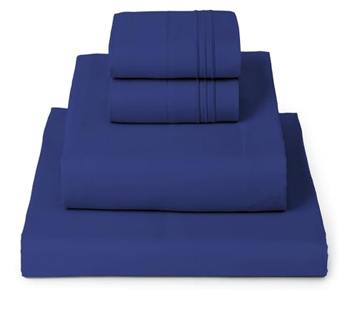 Image of Mellanni Queen Sheets Set - 4 PC Iconic Collection Bedding | Hotel Luxury, Extra Soft, Cooling Bed Sheets - Wrinkle, Fade, Stain Resistant (Queen, Royal Blue)