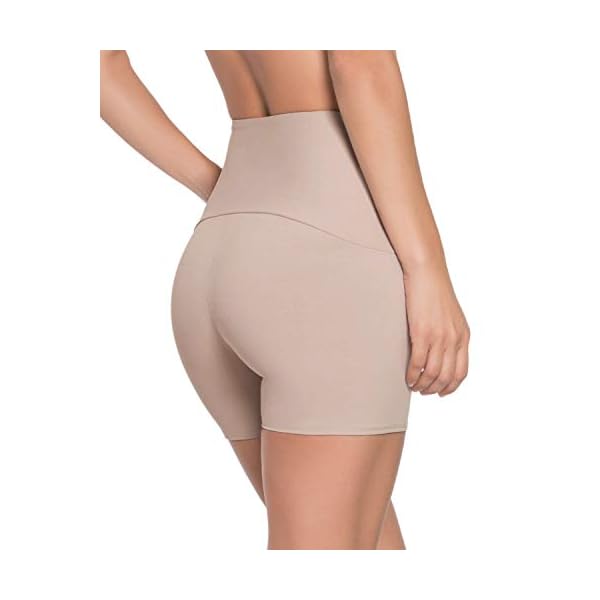Leonisa Moderate Compression High Waisted Shorts for Women - Invisible Anti Chafing Womens Shapewear Tummy Control Beige
