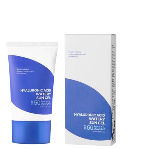 Crema solar hidratante en gel con ácido hialurónico, protector solar para exteriores de verano, protección solar FPS 50, hidratante, refrescante, no pegajosa