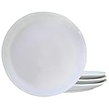 UDNORDGLOW 10 Inch Ceramic Dinner Plates Set of 4, Embossed Vintage White Dishes - Microwave & Dishwasher Safe Porcelain for Portion Control, Salad, Pasta - Scratch Resistant Farmhouse Dinnerware