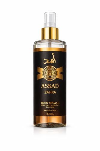 Body Splash Árabe Masculino Assad Zahra 200ml | Fragrância Oriental Amadeirada | Refrescante e Marcante | Uso Diário