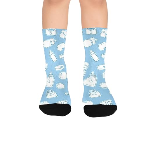 susiyo Baby Bottle Design Hiking Socks Boy Girls - Cushioned Crew Socks for Kids Soft, Breathable & Seamless Toe for All-Day Comfort