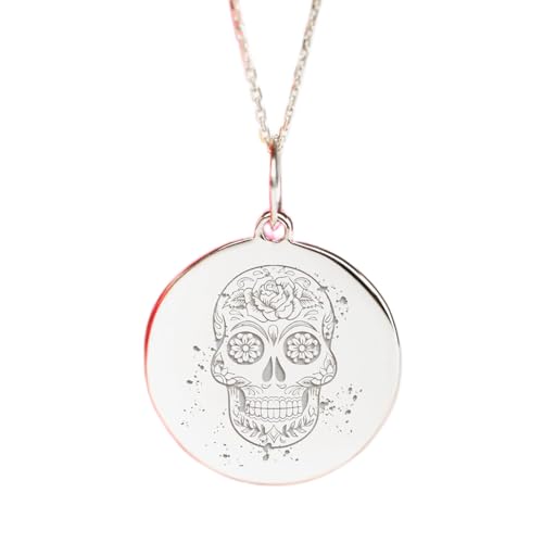 Collar de calavera unisex dije de plata 925 cadena 45cm joya del Día de los Muertos