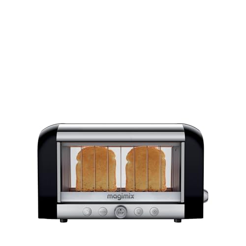 Magimix Grille-Pain - Vision - Toaster 2 Tranches avec fenêtre panoramique, quartz infrarouge, Acier Inoxydable - 1450 W, Noir