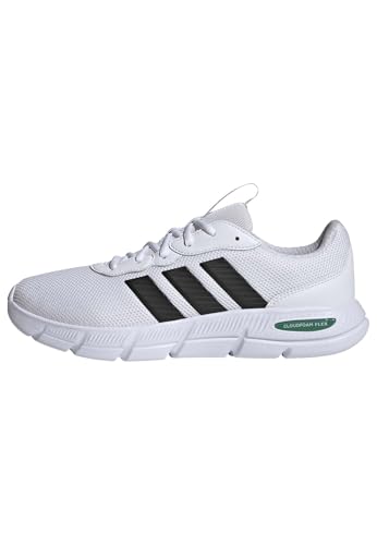 adidas Uomo Cloudfoam Flex Laces Shoes, Ftwr White/Core Black/Court Green, 39 1/3 EU