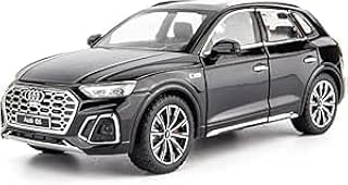 لعبة سيارة اودي Q5 بدفع رباعي بمقياس 1/24 مصنوعة من خليط الزنك المعدني مزودة بالصوت والضوء للأطفال والبالغين (أسود)