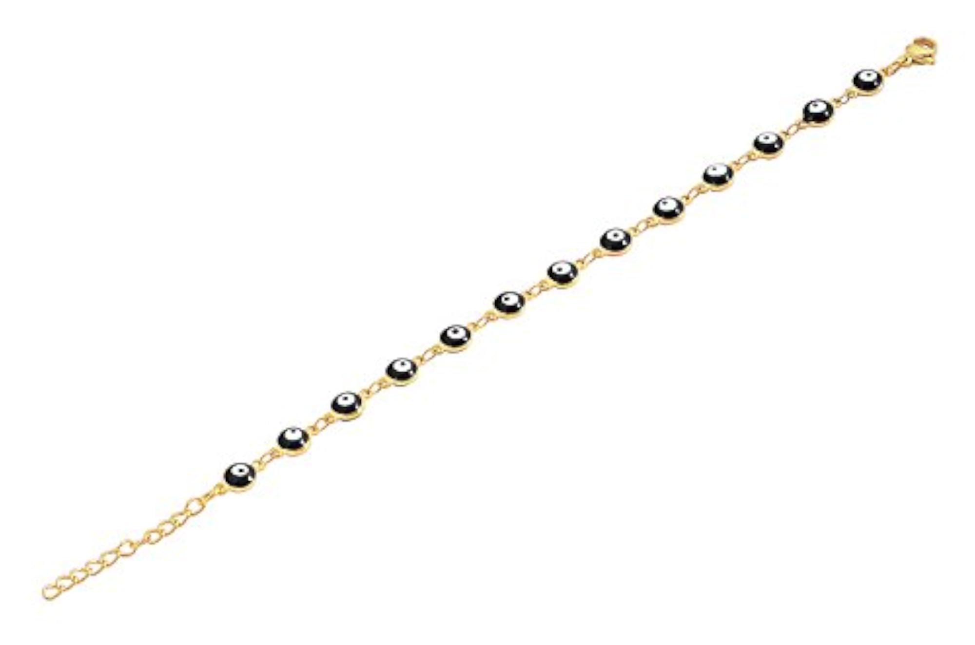 Women's Adjustable Enamel Evil Eye Protection Charm Bracelet