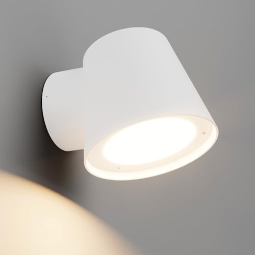 Klighten Applique da Parete GU10 Esterno/Interno, Moderno Lampada da Parete, Applique Esterno IP65, Luci da parete Alluminio+PC, Applique da Muro per Giardini Terrazza, Bianco, Senza Lampadina