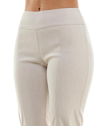 Zac & Rachel Women's Millennium Fabric Pull-On Slim Leg Pant, Heathered Cream, 102