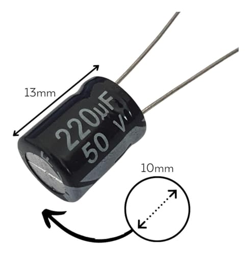 Capacitor Eletrolítico 220uF 50V - Kit 10 Peças