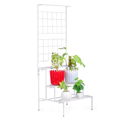 Image of Niyara || Metal Planter Stand || Plant Pots|| Outdoor Plant (White 4 Tier Stand)