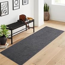 NANAN Runner Rugs 2x6 Washable Modern Hallway Rug Non Slip Solid Rugs for Entryway Bedroom Entrance Laundry Bathroom Contemporary Rug Low Pile Woven Living Room Rug Farmhouse Area Rug Dark Grey